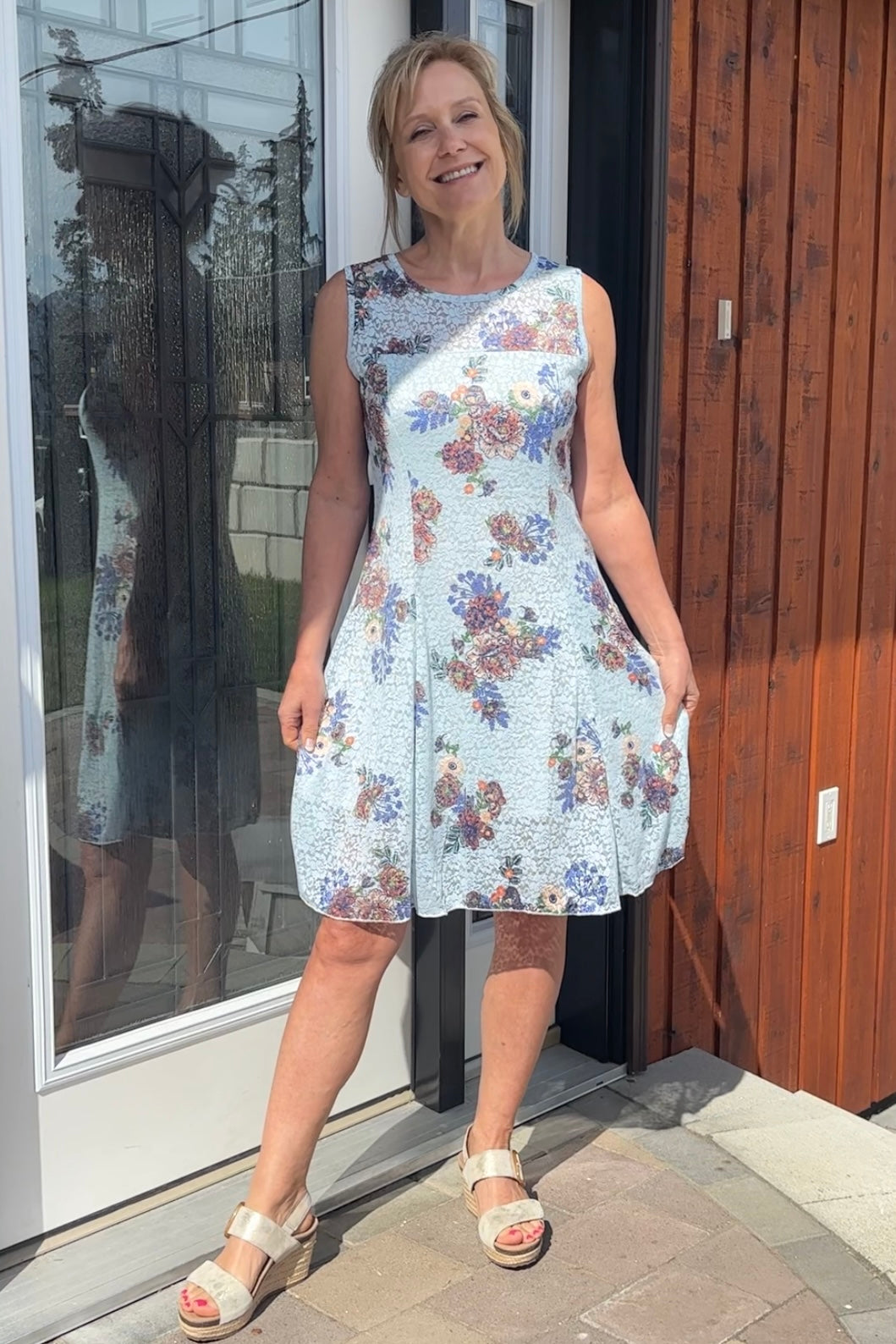 Papa Lace Anna Dress (Blue Floral)