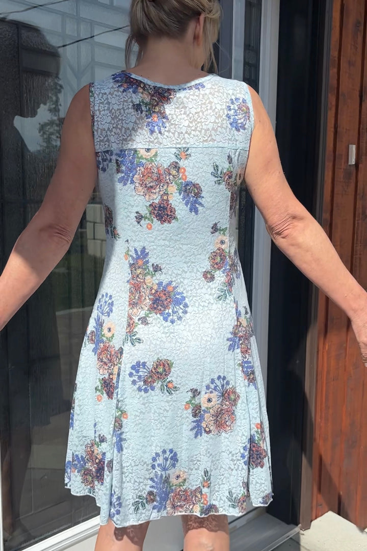 Papa Lace Anna Dress (Blue Floral)