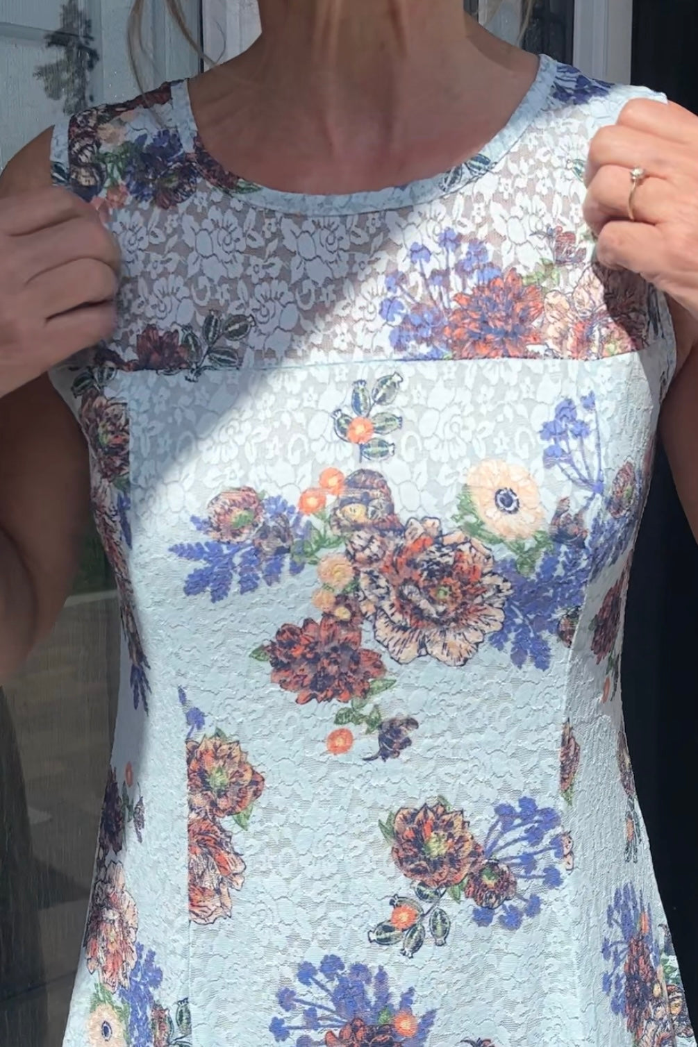 Papa Lace Anna Dress (Blue Floral)