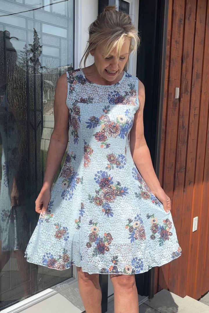 Papa Lace Anna Dress (Blue Floral)