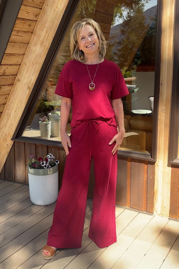 Zen Cotton Slub Lounge Set (Cabernet)