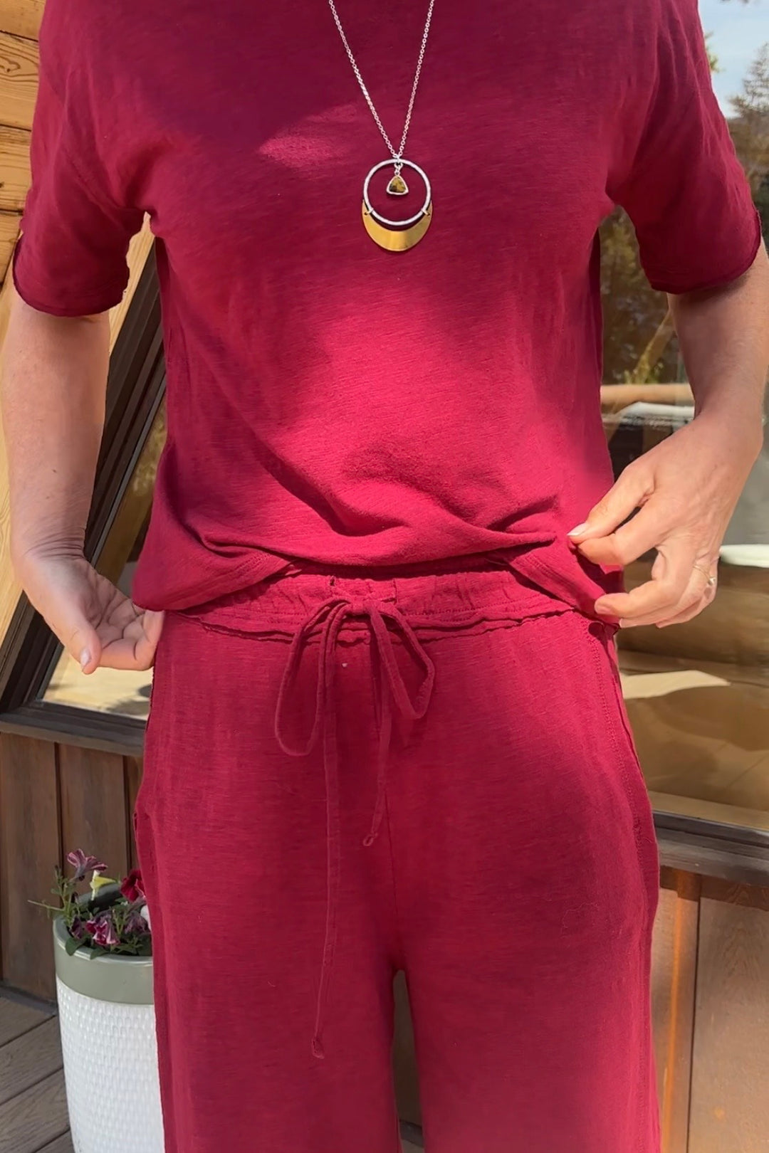 Zen Cotton Slub Lounge Set (Cabernet)
