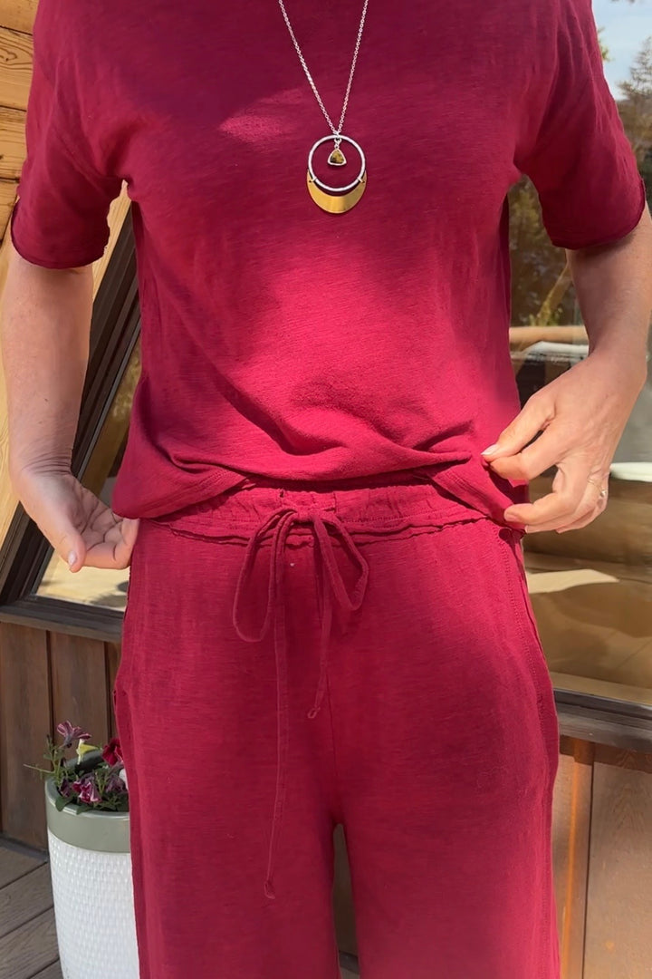 Zen Cotton Slub Lounge Set (Cabernet)