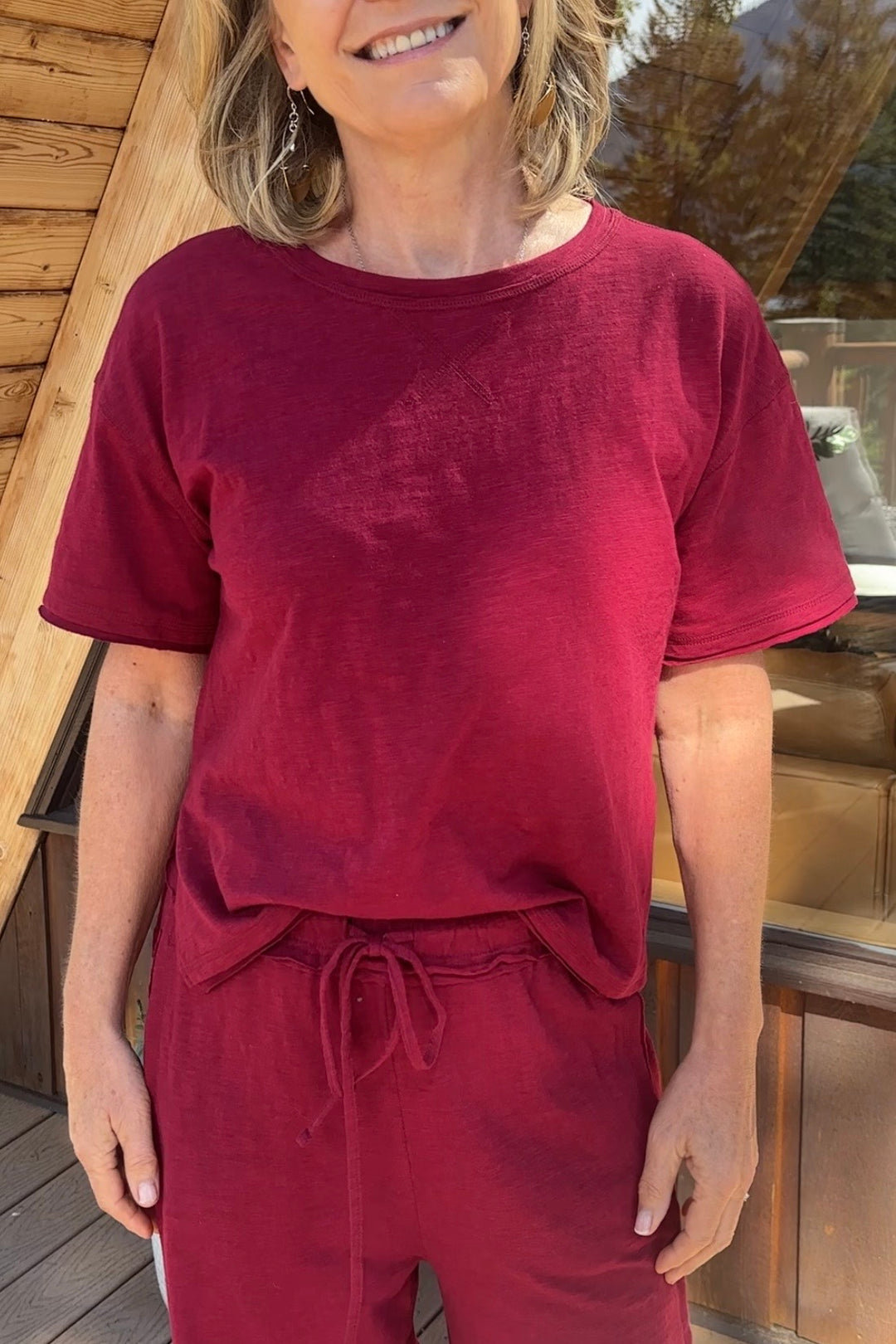 Zen Cotton Slub Lounge Set (Cabernet)