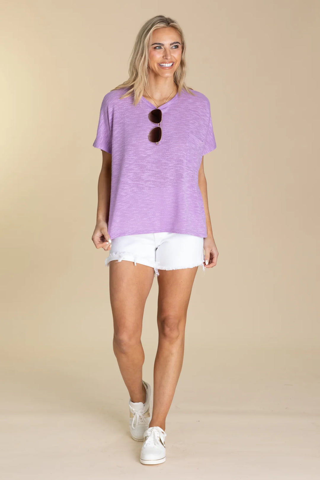 Zen Light Knit Pocket Tee (Lavender)