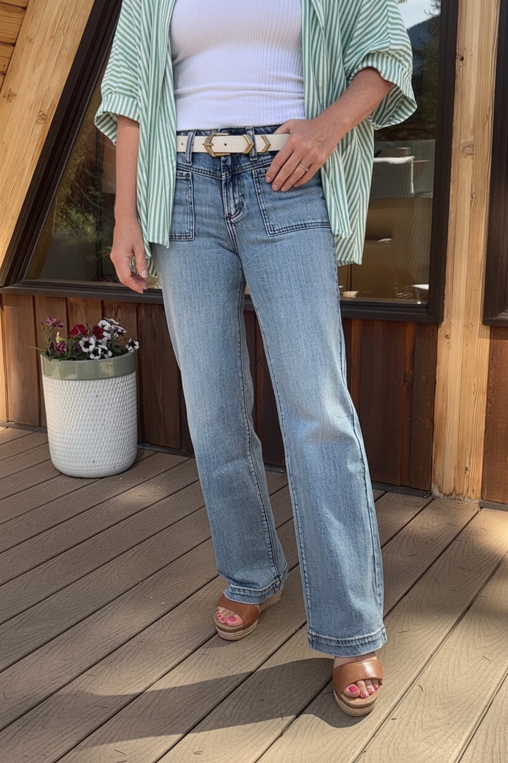 Silver Avery High Rise Pocket Trouser