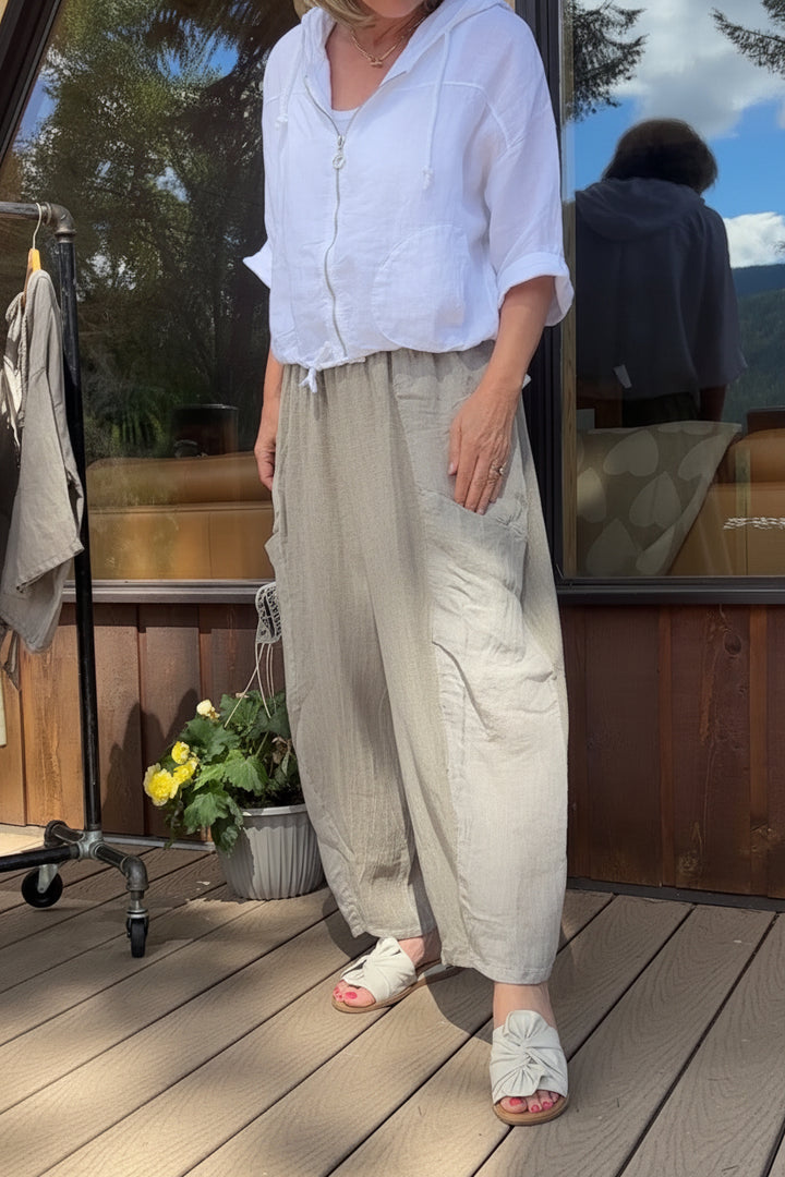 Meo Linen Barrel Pant (Taupe)