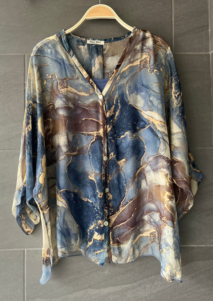 Meo Silk Button Shirt (Denim) – Vibe Apparel