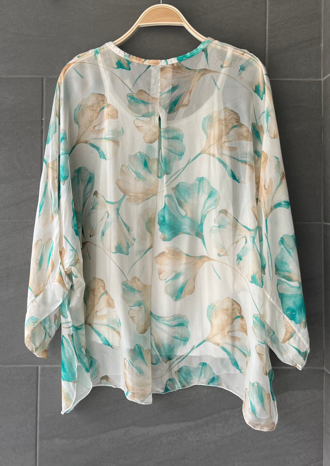 Meo Silk Button Shirt (Ivory/Jade)