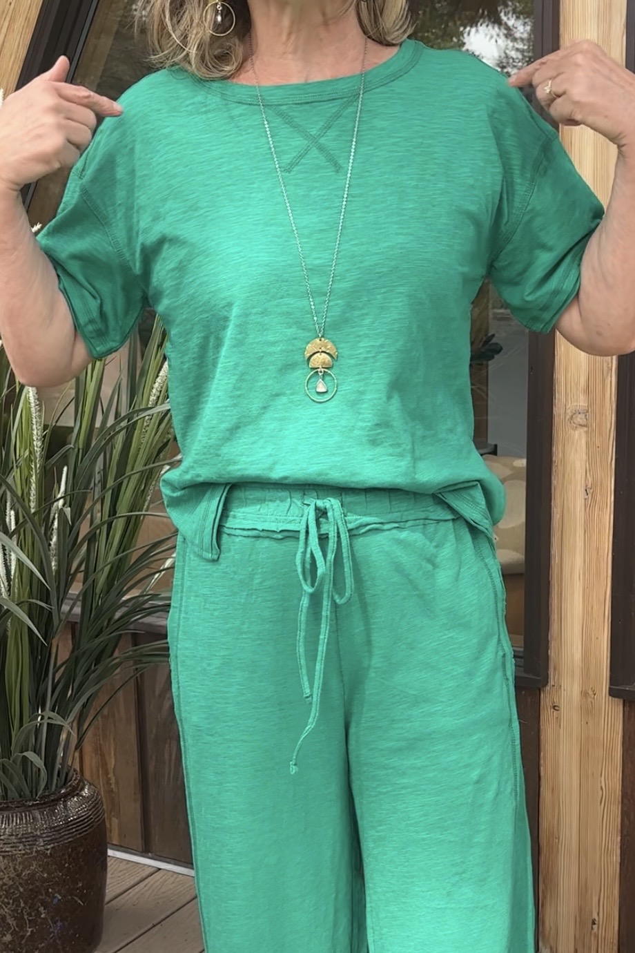 Zen Cotton Slub Lounge Set (Kelly Green)