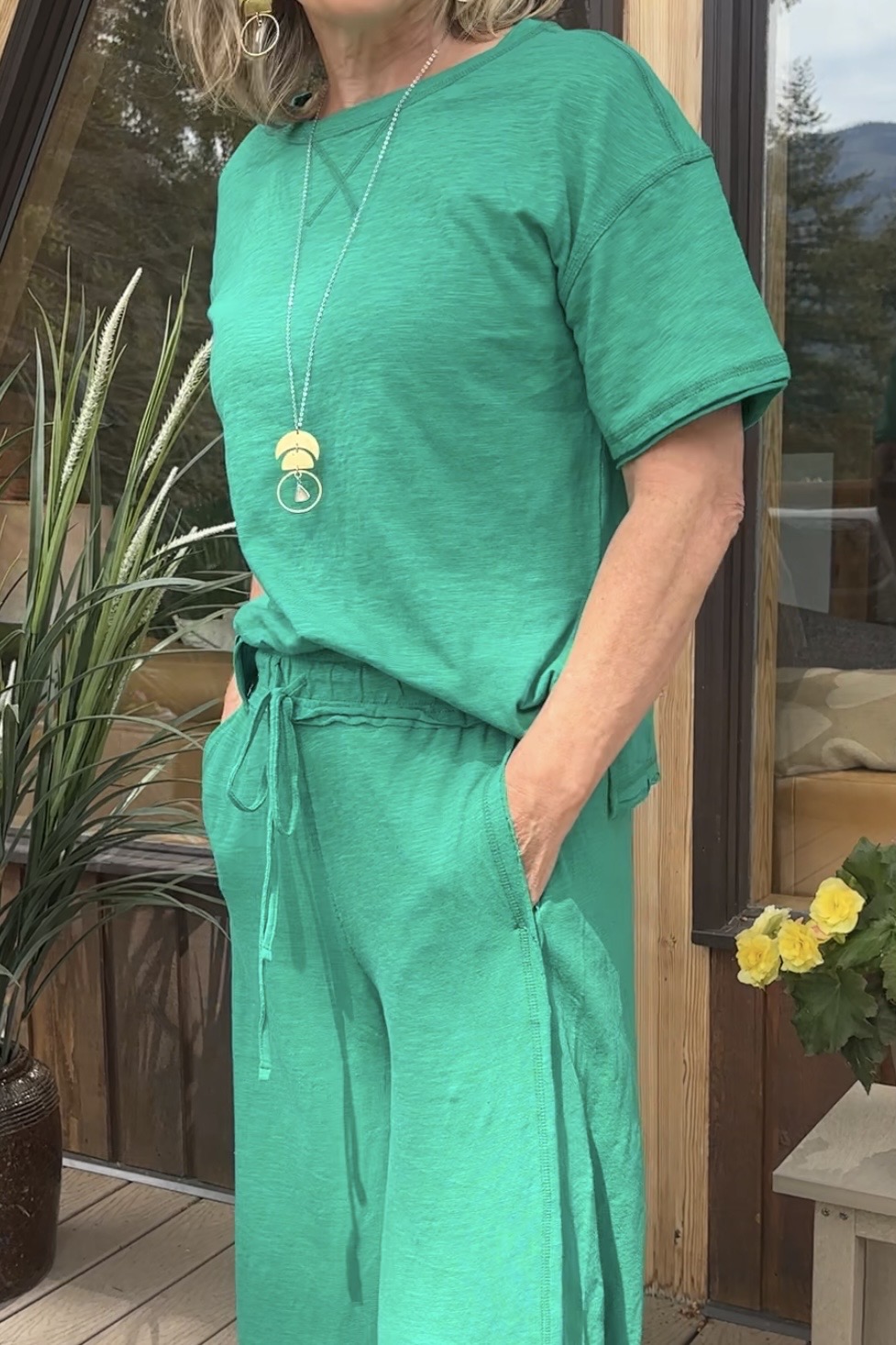 Zen Cotton Slub Lounge Set (Kelly Green)