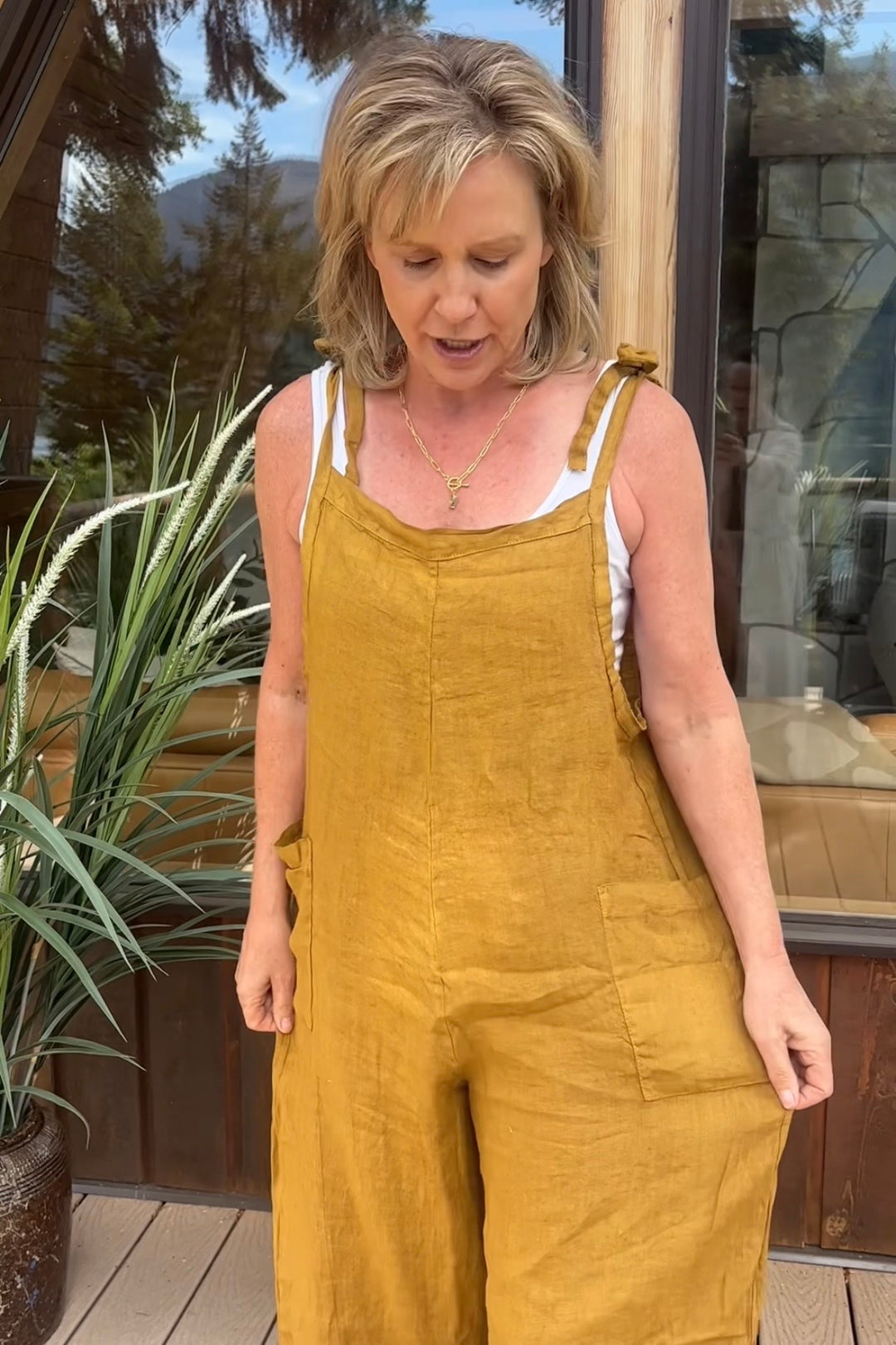 Lighter Days Linen Jumpsuit (Mustard)