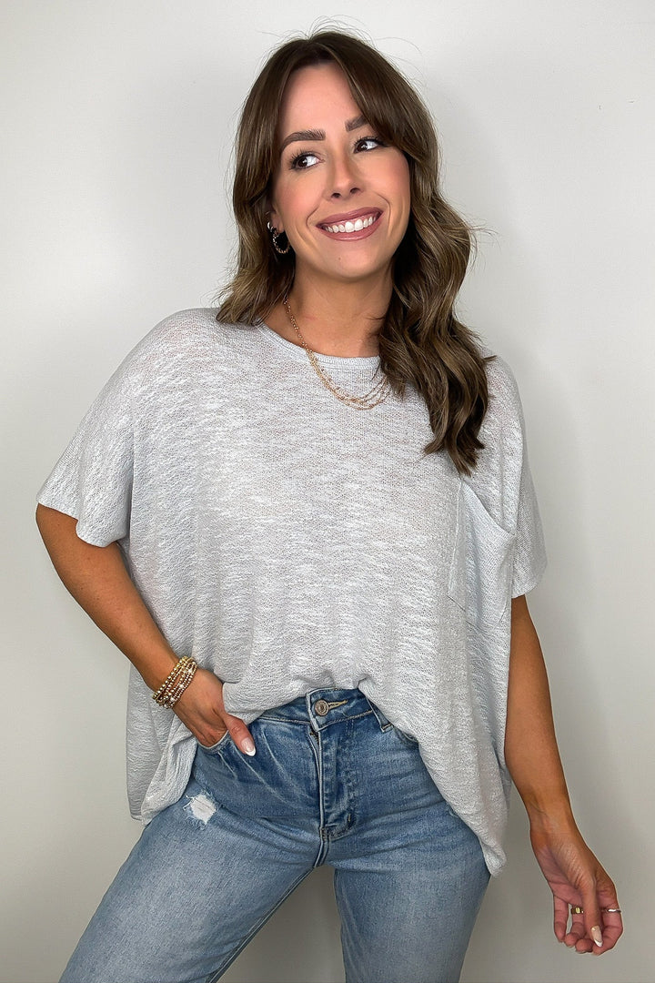 Zen Light Knit Pocket Tee (Light Grey)
