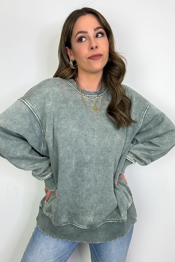 Zen Oversized Fleece Sweatshirt (Ash Jade)