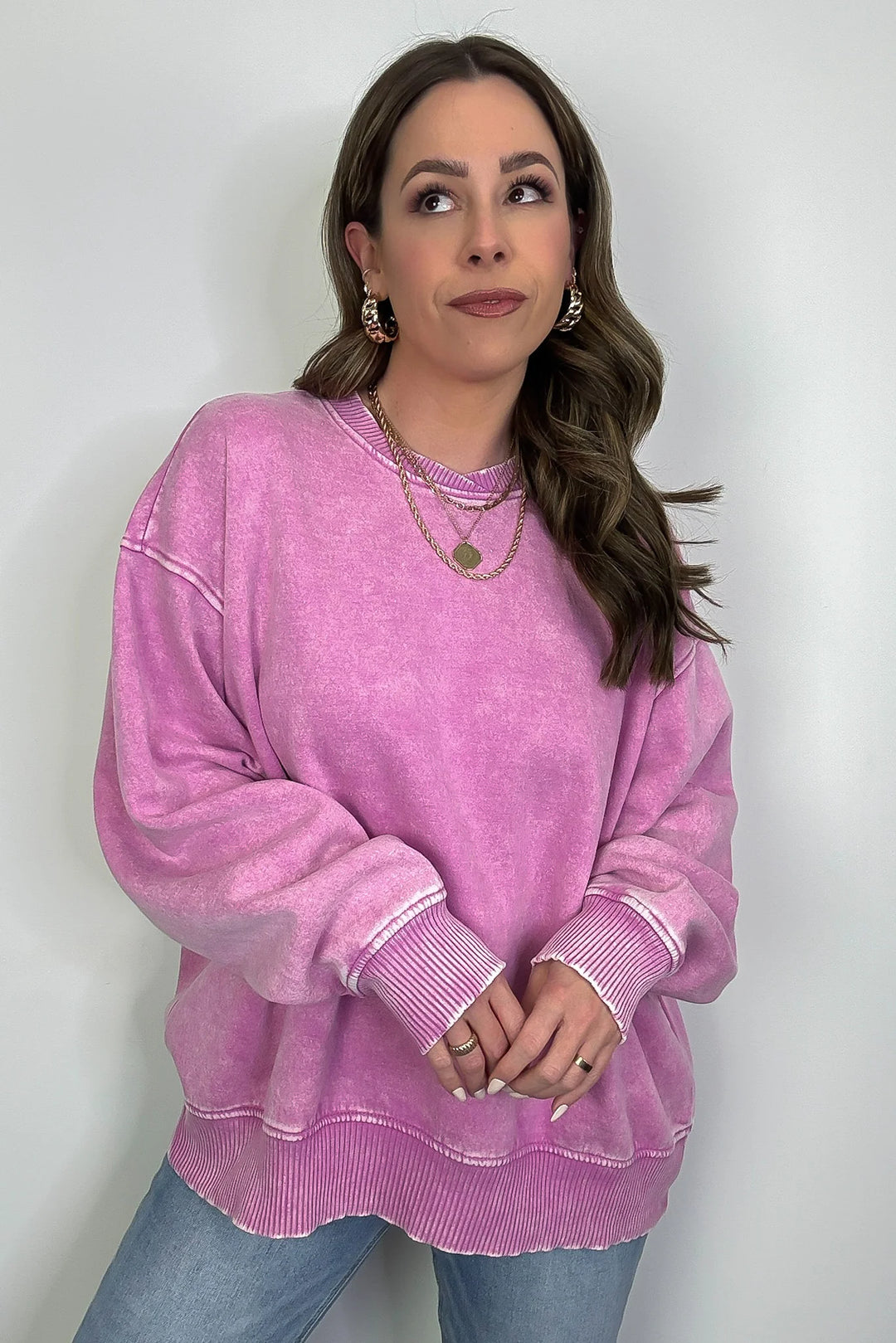 Zen Oversized Fleece Sweatshirt (Mauve)
