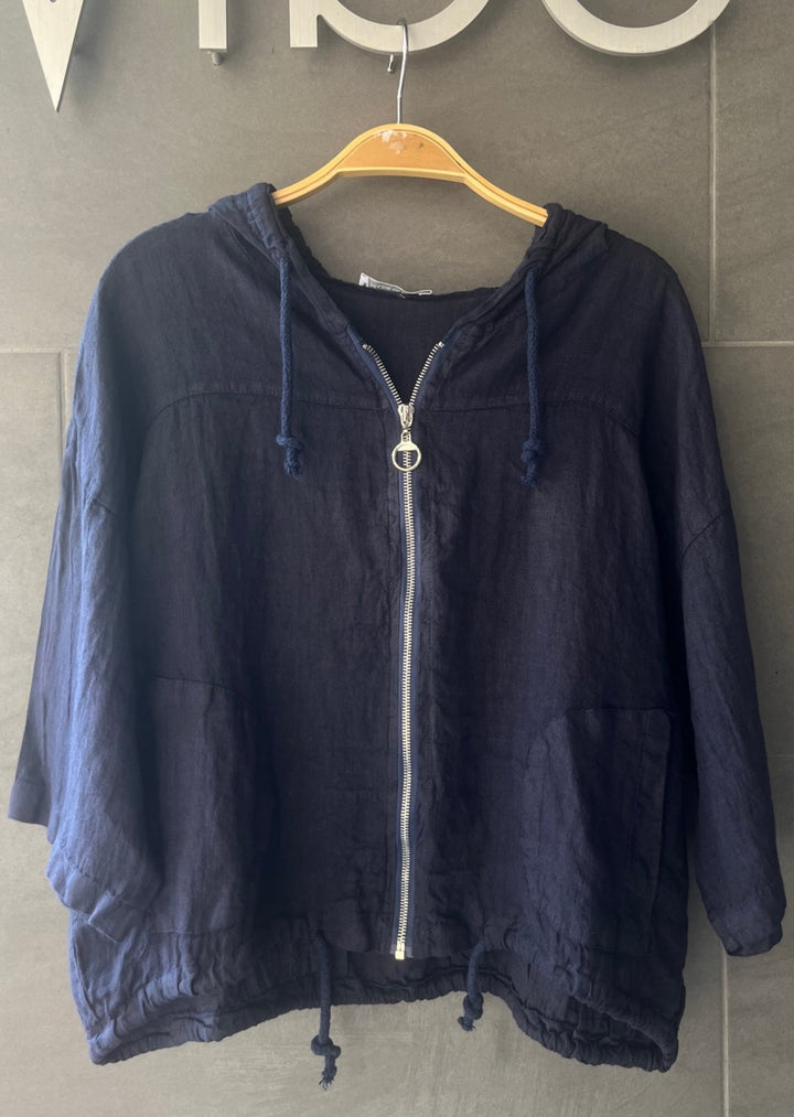 Meo Linen Bomber Jacket (Navy)