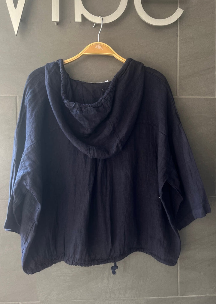 Meo Linen Bomber Jacket (Navy)