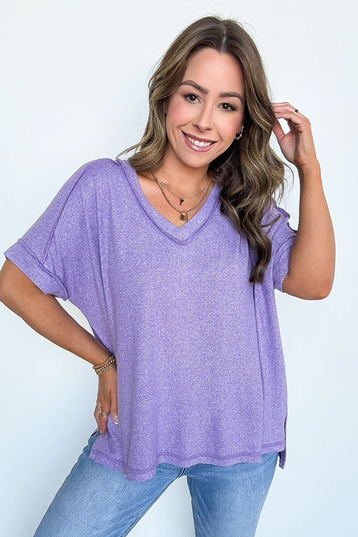 Zen Hacci Knit V Tee (Lavender)