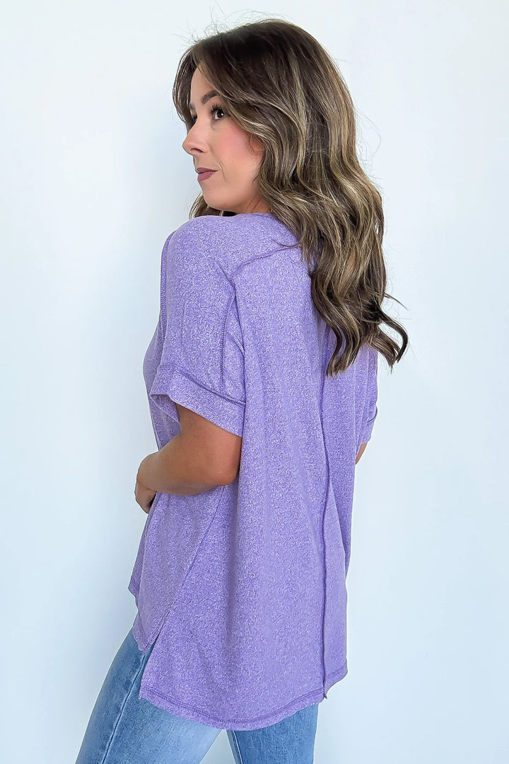 Zen Hacci Knit V Tee (Lavender)