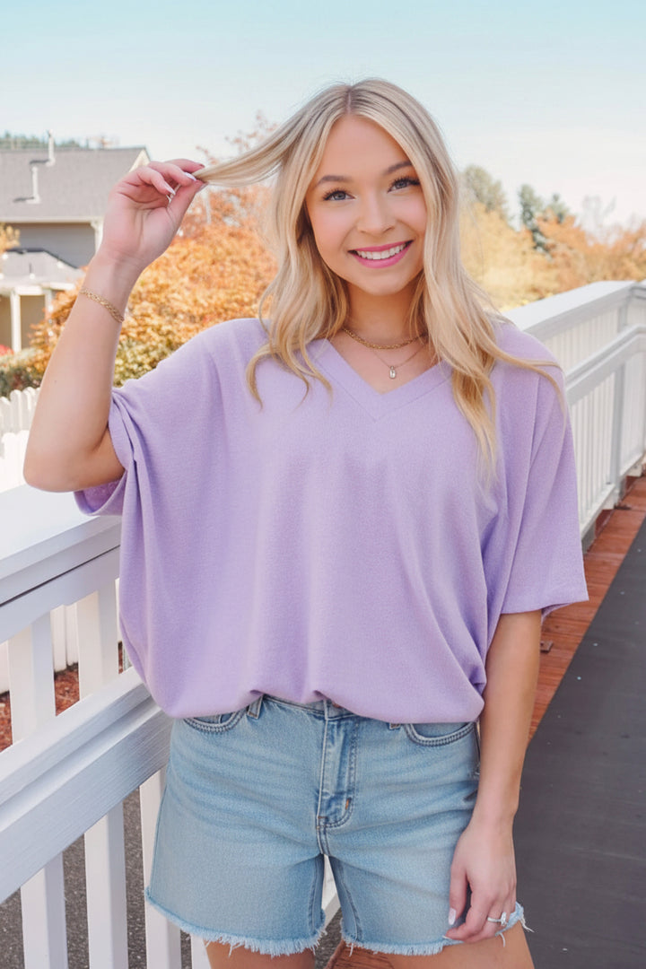 Jolie Slouchy Dolman Tee (Lilac)