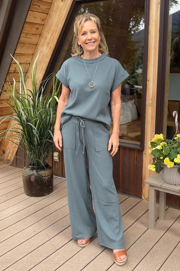 Zen Ribbed Lounge Set (Ash Jade)