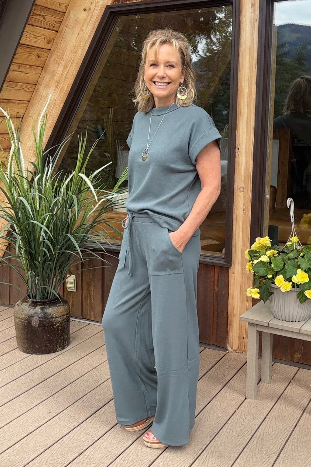 Zen Ribbed Lounge Set (Ash Jade)