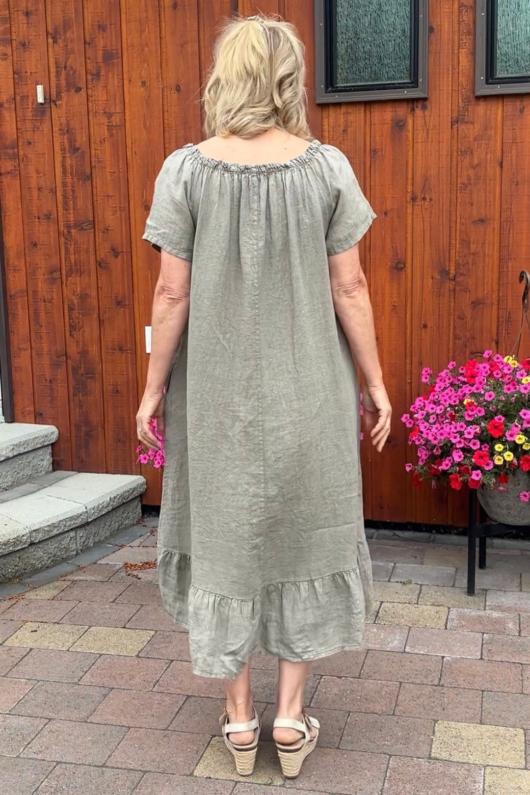 Meo Linen Flutter Pocket Dress (Taupe)