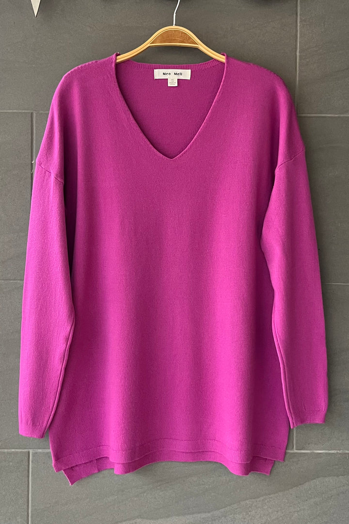 Meo Light Knit V Sweater (Mauve)