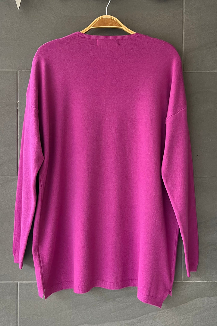 Meo Light Knit V Sweater (Mauve)