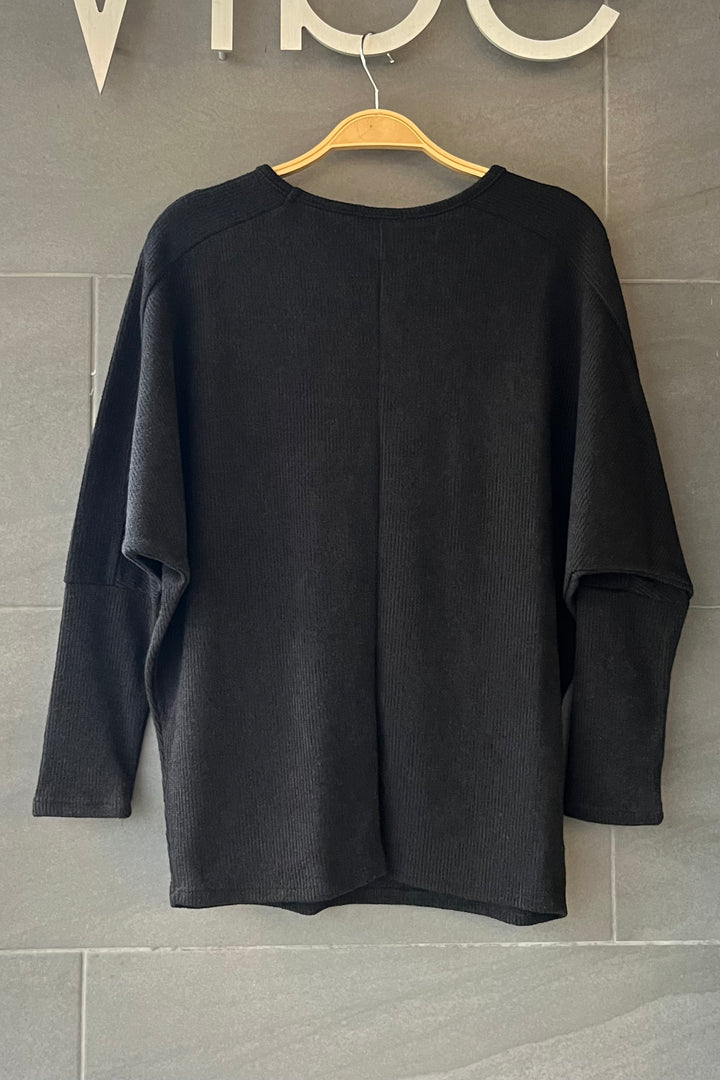 Bombom Knit Dolman Sweater (Black)