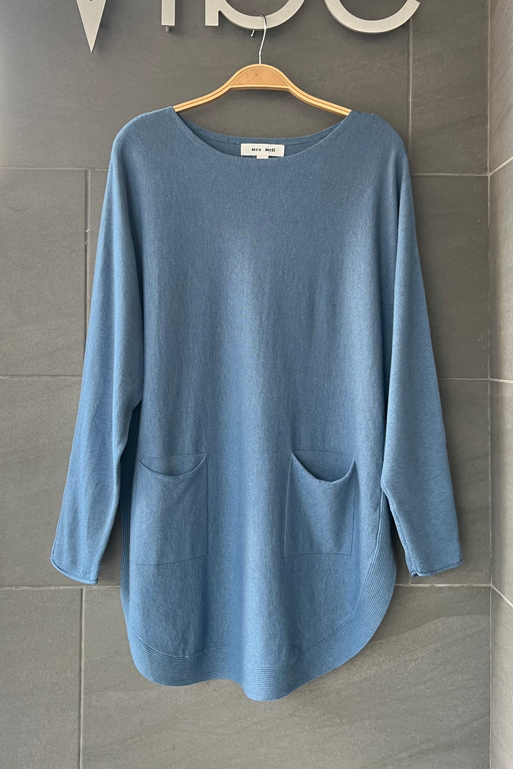 Meo Oversized Button Sweater (Denim)