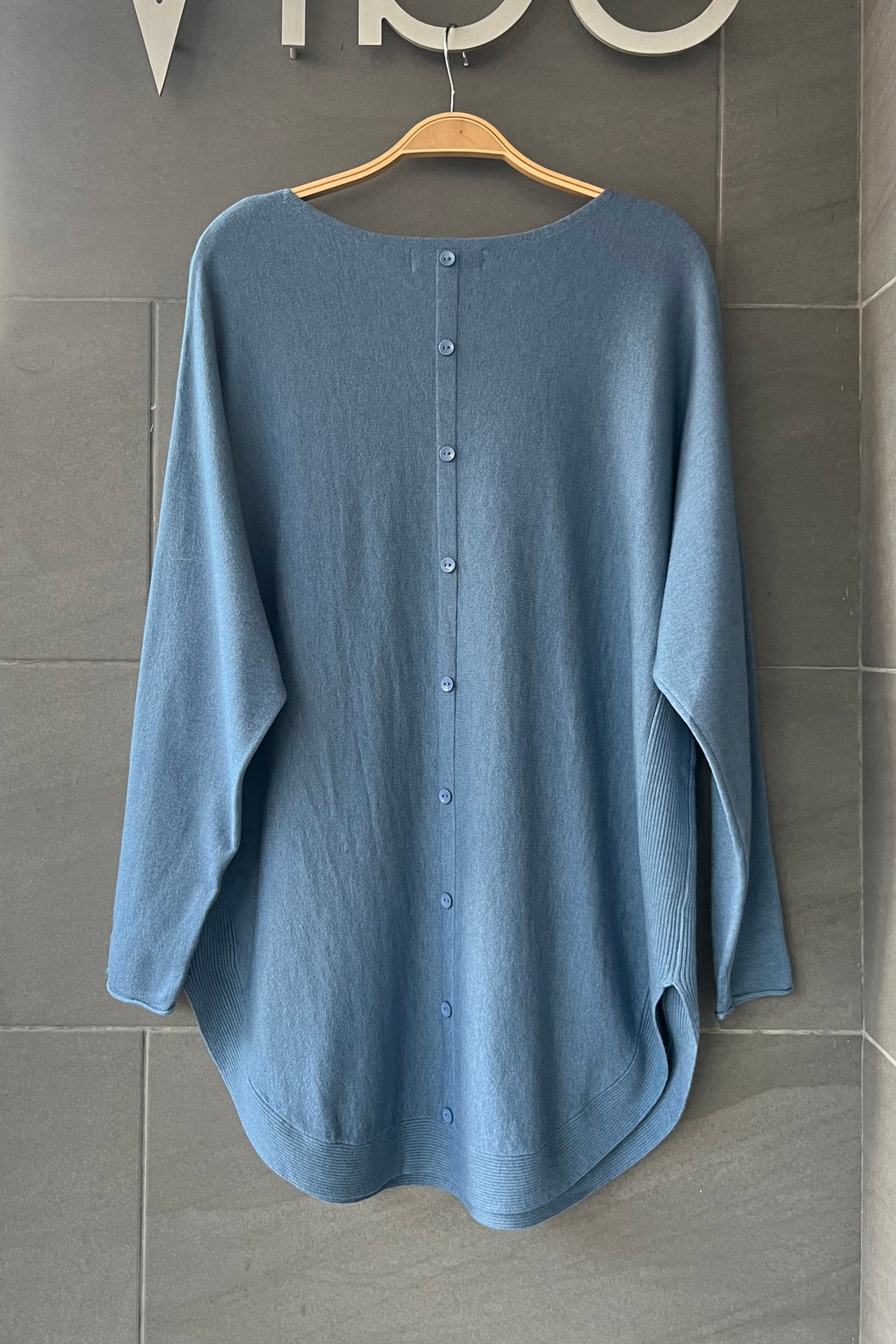 Meo Oversized Button Sweater (Denim)