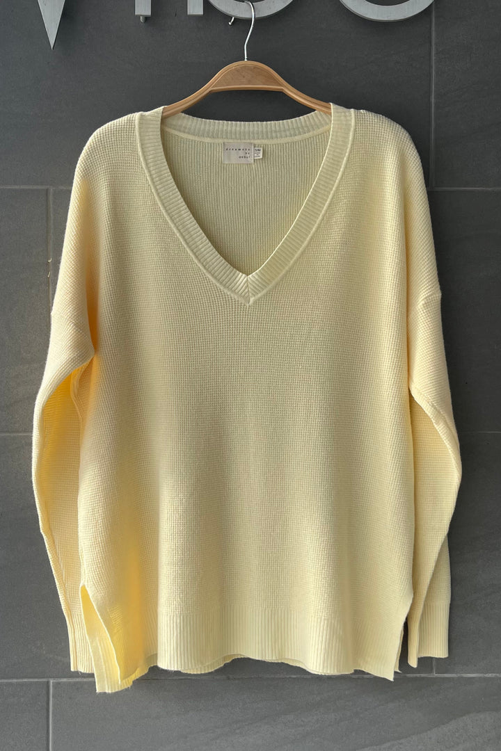 Dreamy Waffle Sweater (Soft Yellow)