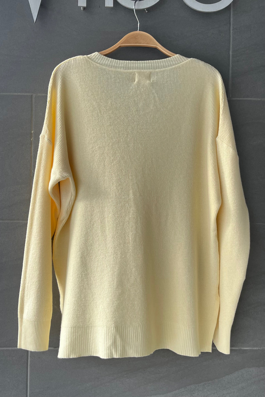 Dreamy Waffle Sweater (Soft Yellow)