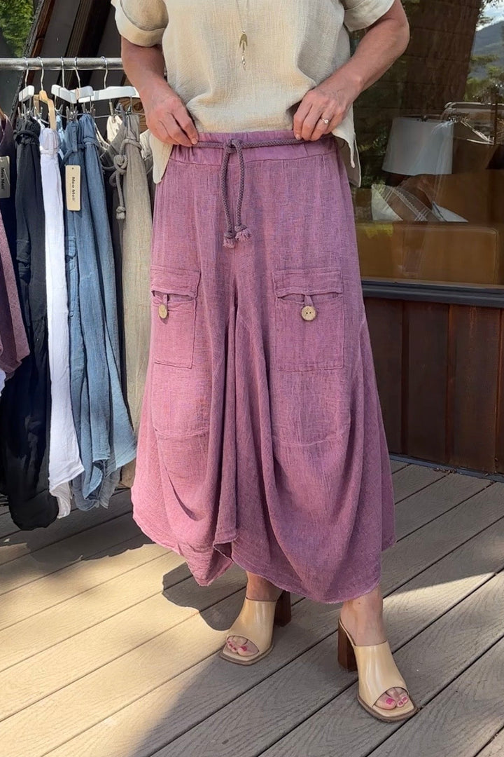 Meo Linen Cargo Skirt (Plum)