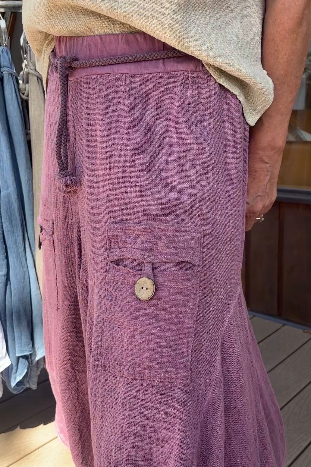 Meo Linen Cargo Skirt (Plum)