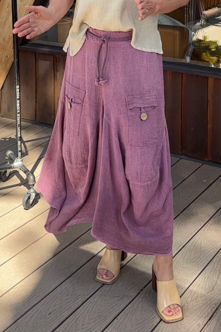 Meo Linen Cargo Skirt (Plum)