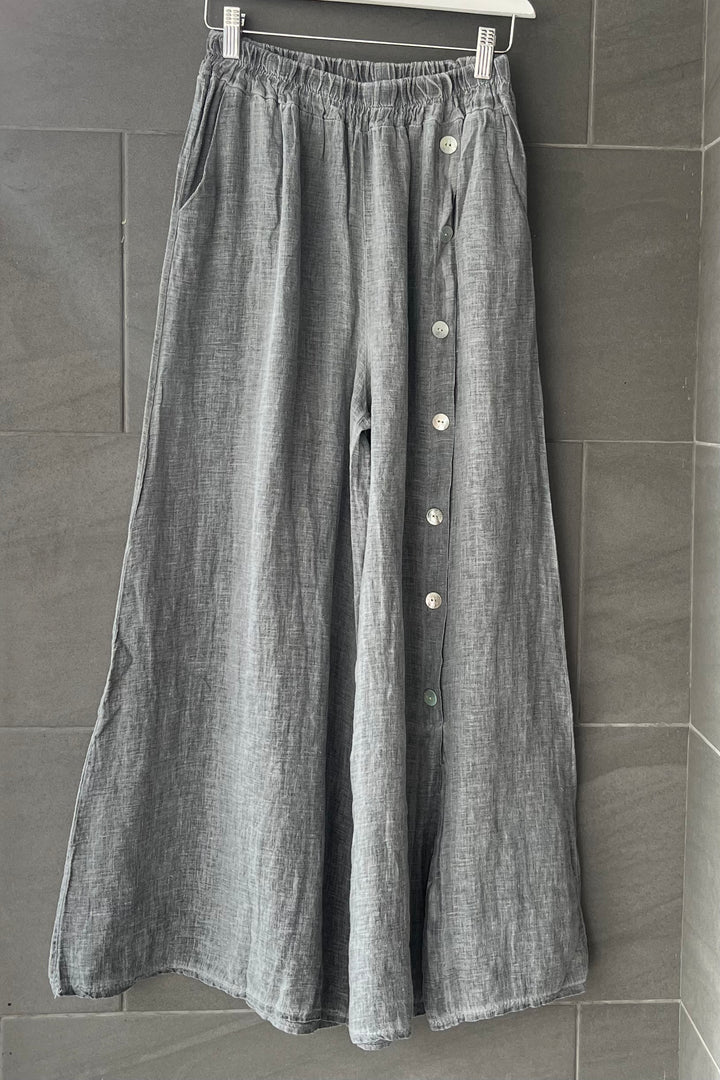 Meo Linen Milena Button Pants (Charcoal)