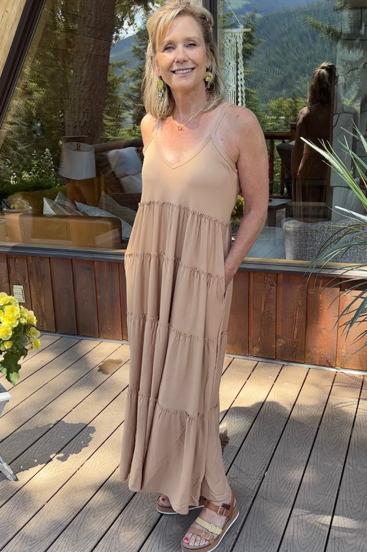 Zen Pocket Maxi Dress (Tan)