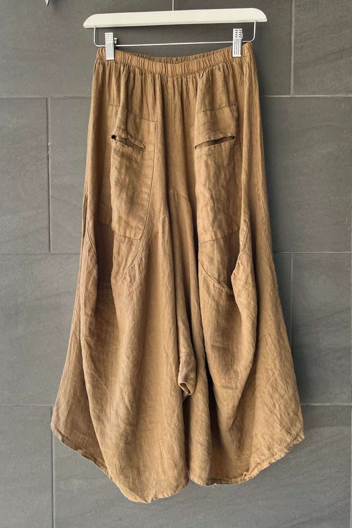 Meo Linen Crop Harem Pants (Tan)