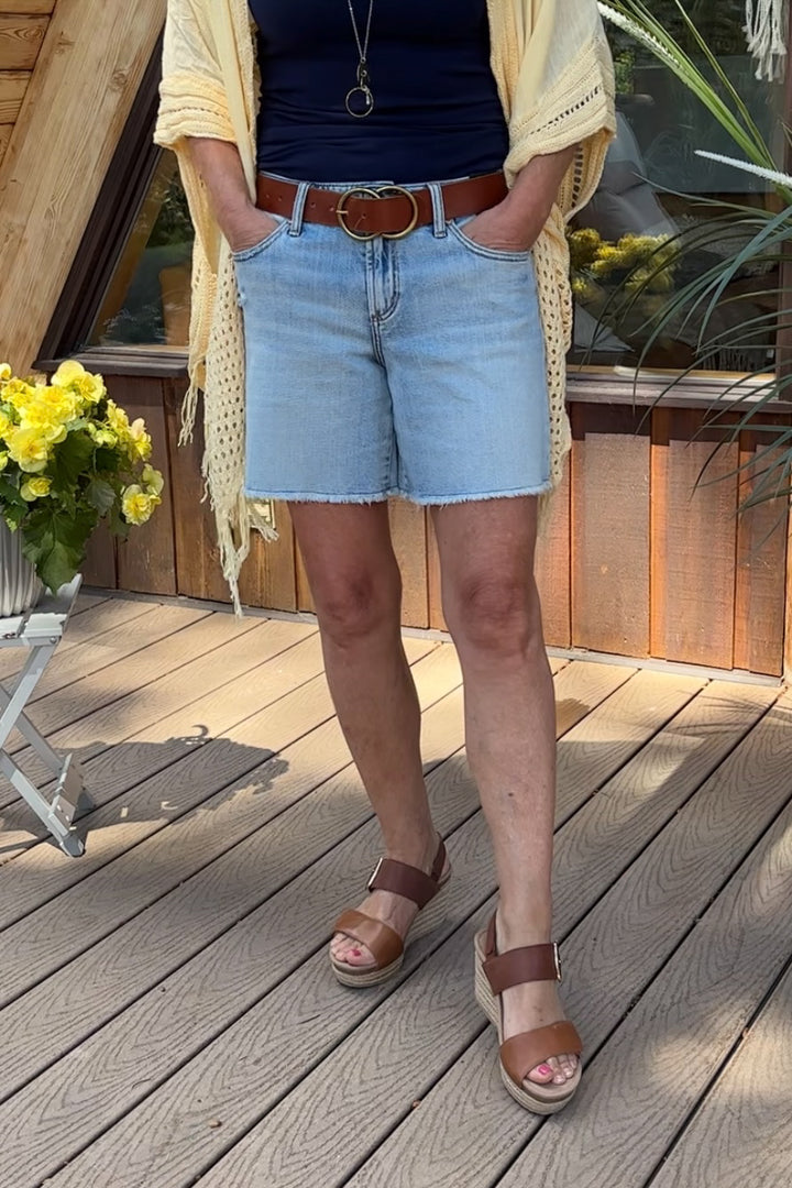 Silver Suki Mid Rise Long Shorts