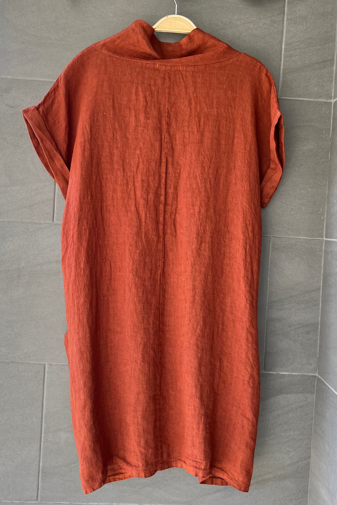 Meo Linen Pocket Dress (Cognac)