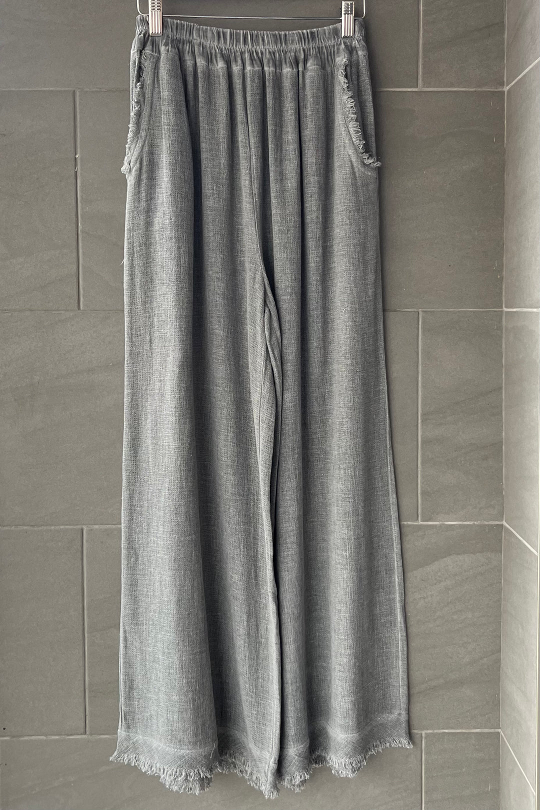 Meo Linen Saluzzo Fray Pants (Charcoal)