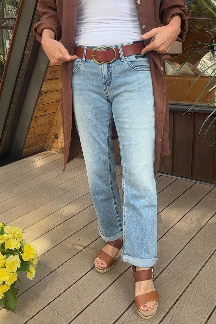 Silver Mid Rise Boyfriend Jean