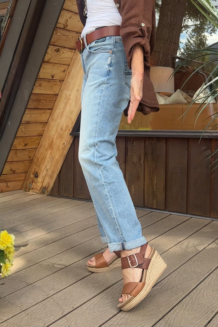 Silver Mid Rise Boyfriend Jean