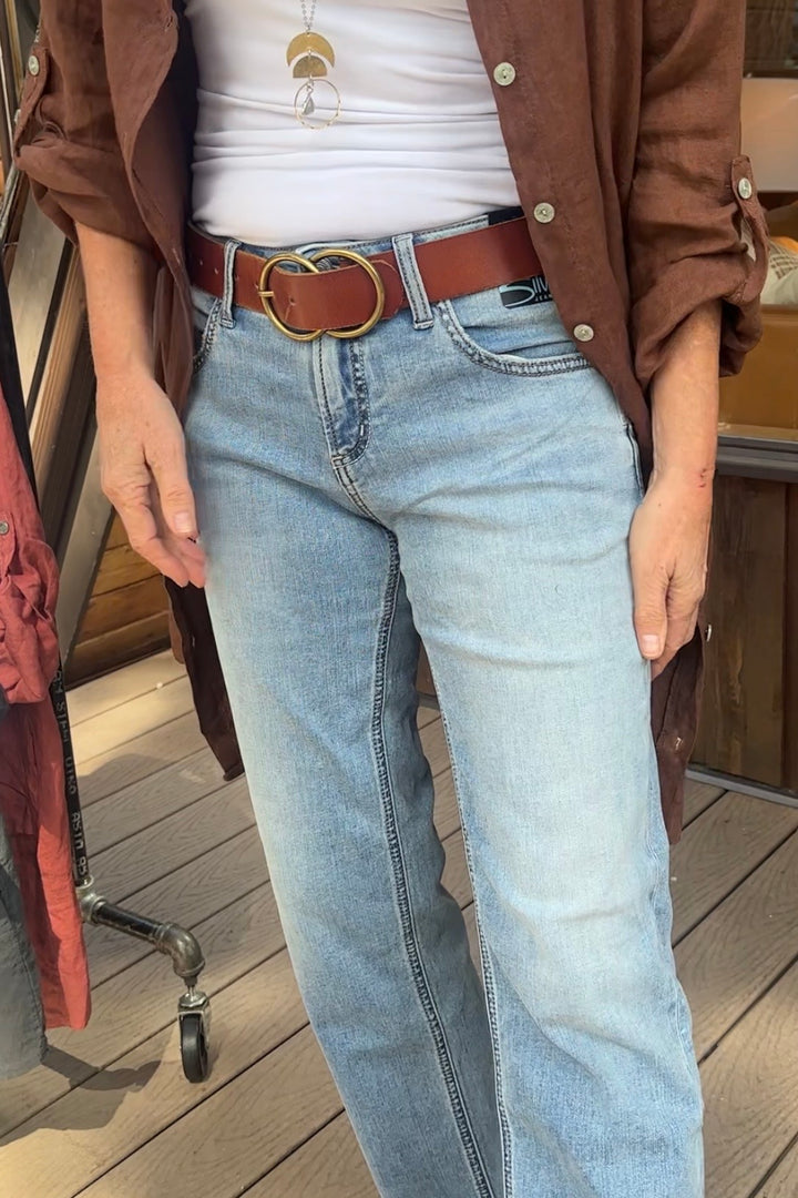 Silver Mid Rise Boyfriend Jean