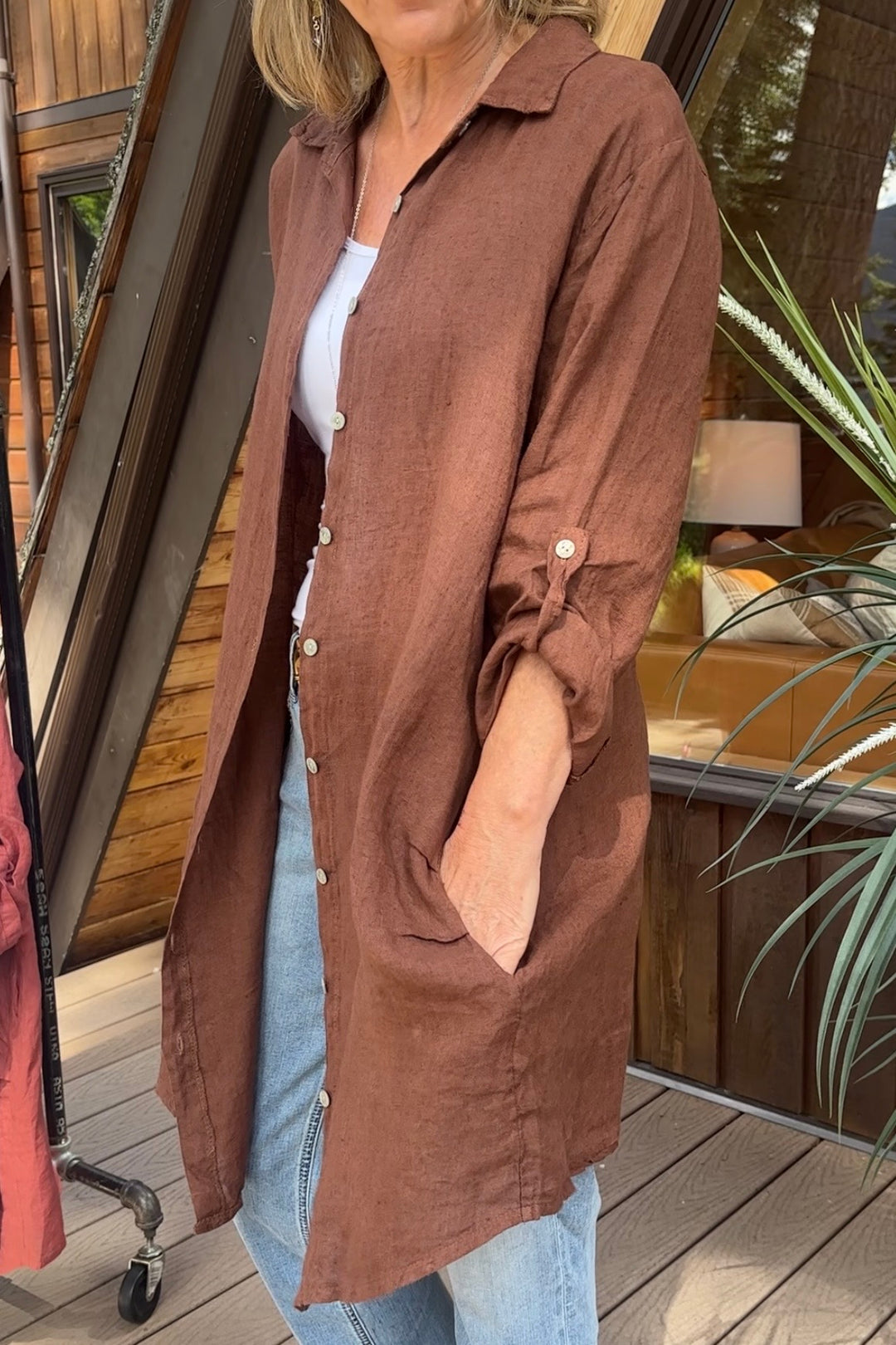 Meo Linen Florence Cardigan (Pecan)