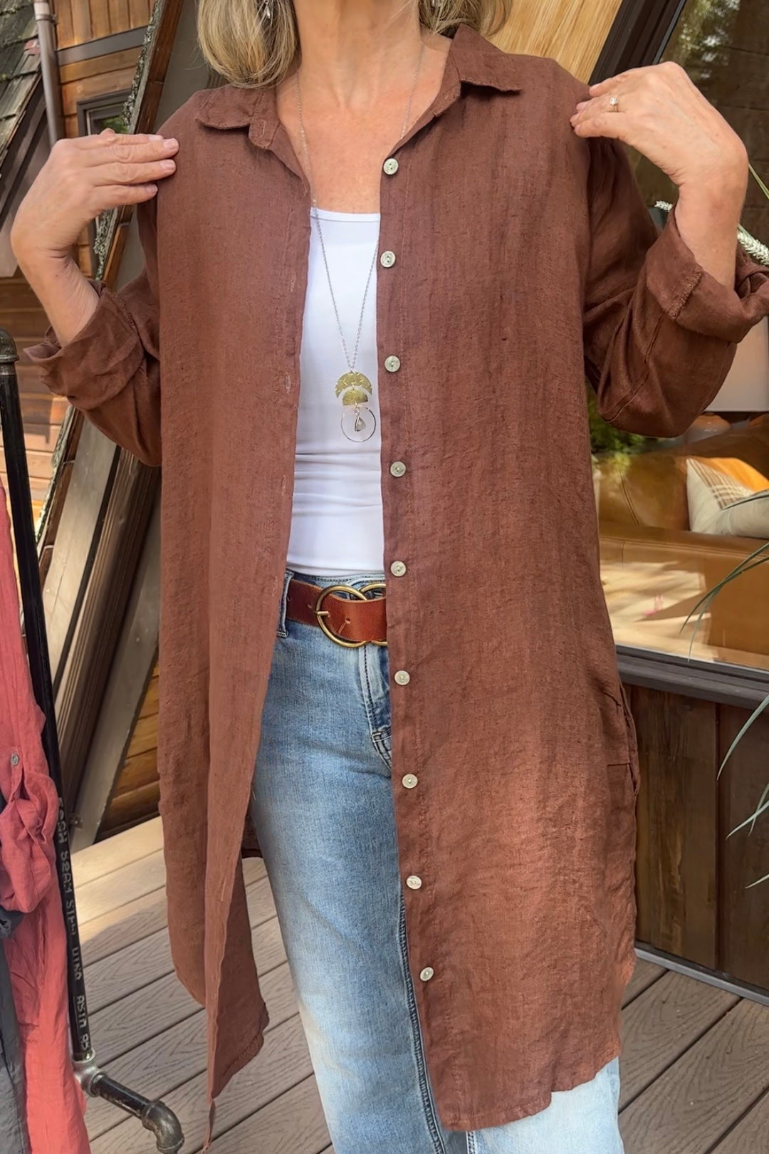 Meo Linen Florence Cardigan (Pecan)