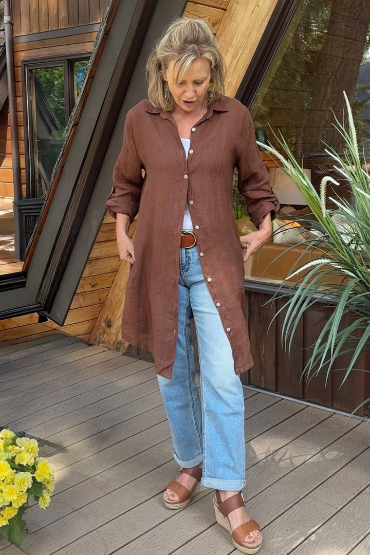 Meo Linen Florence Cardigan (Pecan)