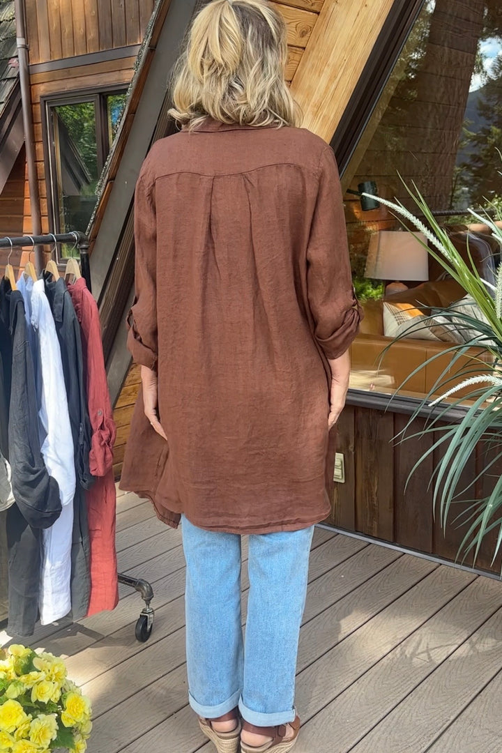 Meo Linen Florence Cardigan (Pecan)